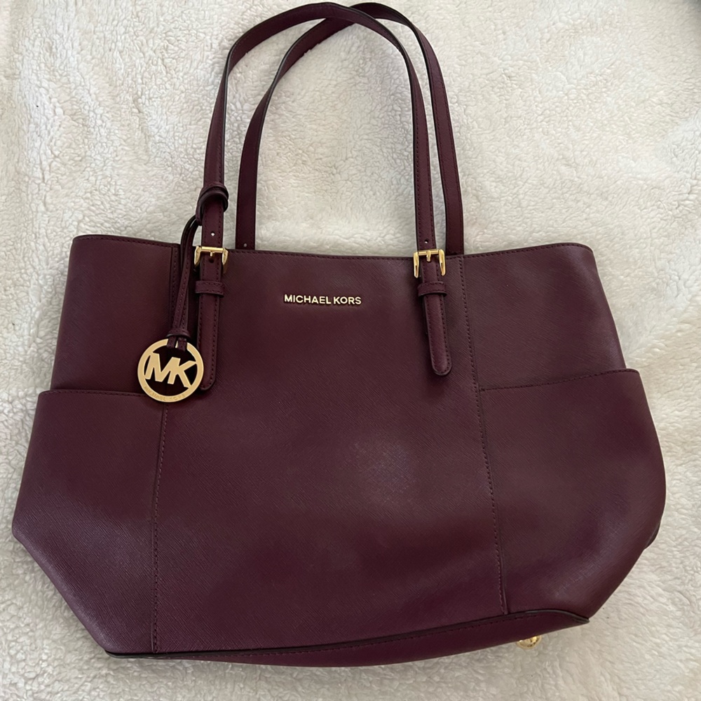 Plum Purple Large Michael Kors Tote EUC